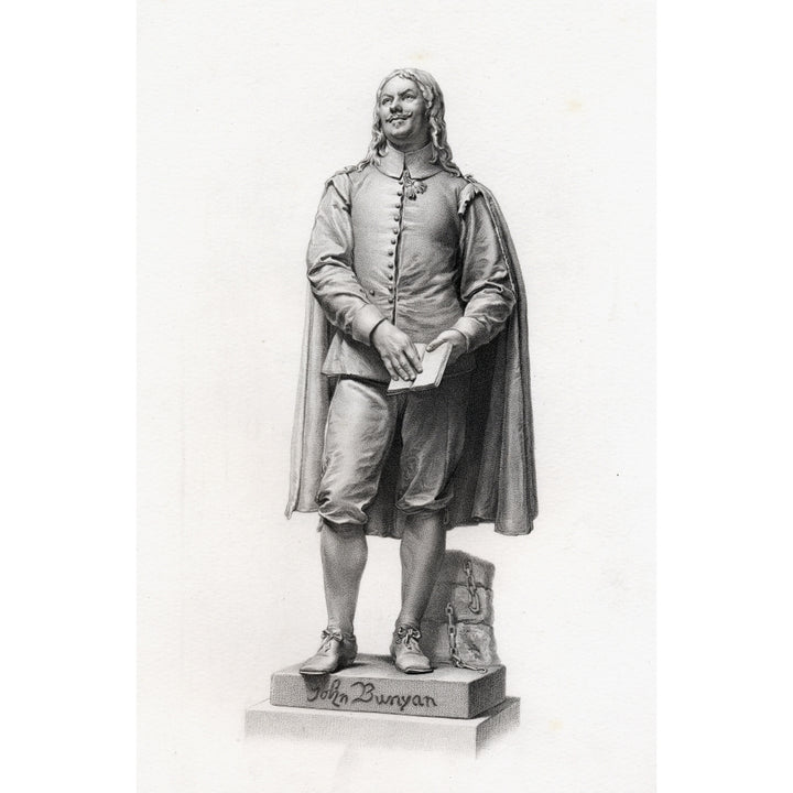 John Bunyan 1628-1688 Author Of the Pilgrims Progress Engraved By HBalding From The Statue By JE Boehm C1876 12 x 18 Image 2