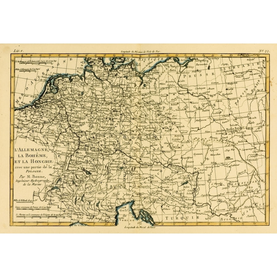 Map Of Germany Bohemia And Hungary Circa.1760. From _Atlas De Toutes Les Parties Connues Du Globe Terrestre By Carto Image 1