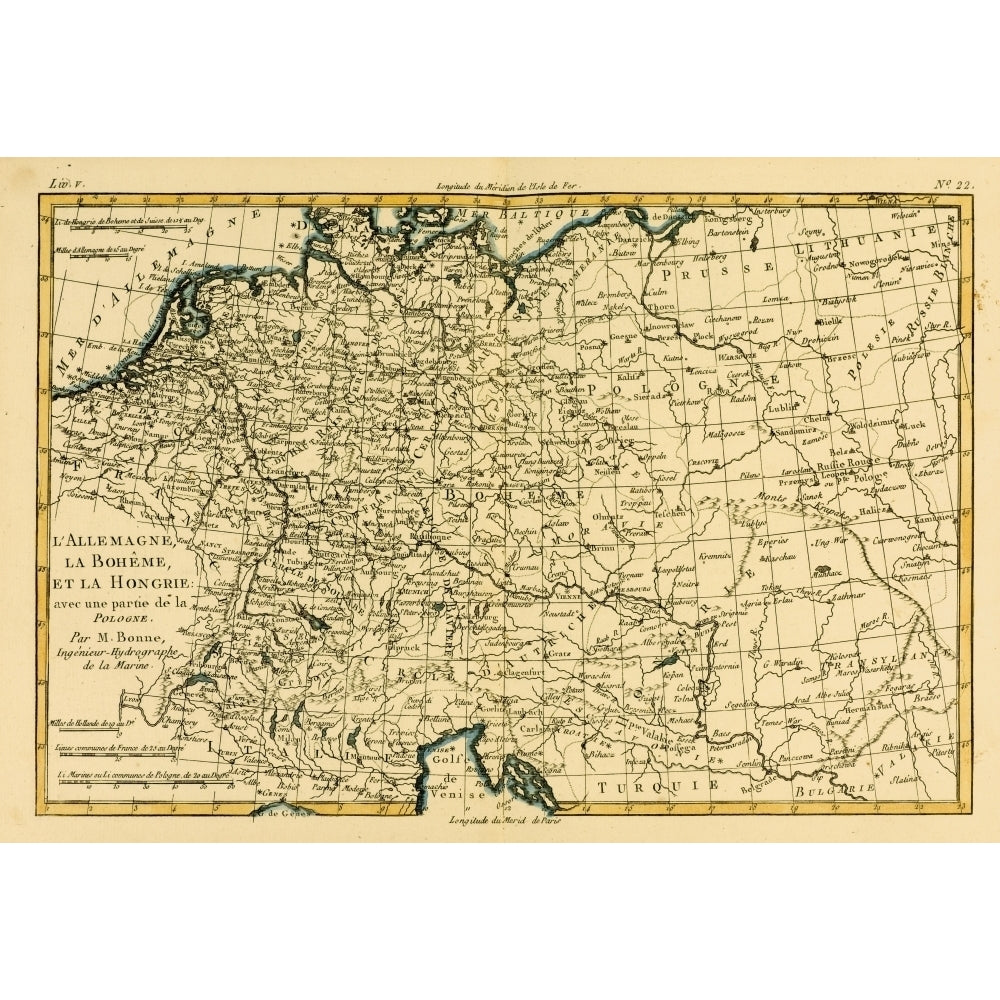 Map Of Germany Bohemia And Hungary Circa.1760. From _Atlas De Toutes Les Parties Connues Du Globe Terrestre By Carto Image 2