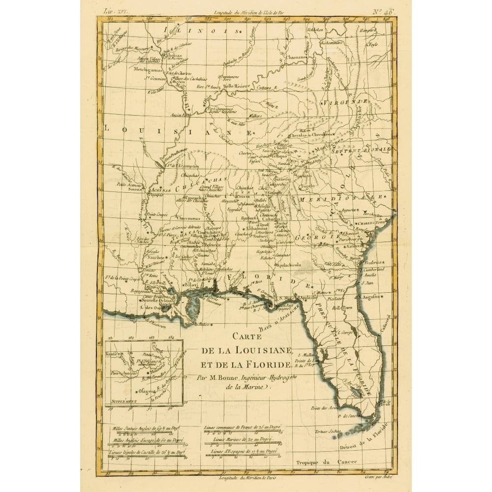 Map Of Louisianna And Florida Circa.1760. From _Atlas De Toutes Les Parties Connues Du Globe Terrestre By Cartographer Image 1