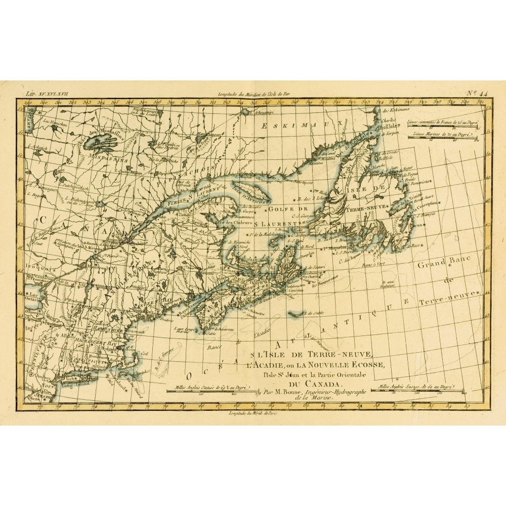 Map Of Newfoundland Nova Scotia And Eastern Canada Circa. 1760. From Atlas De Image 1