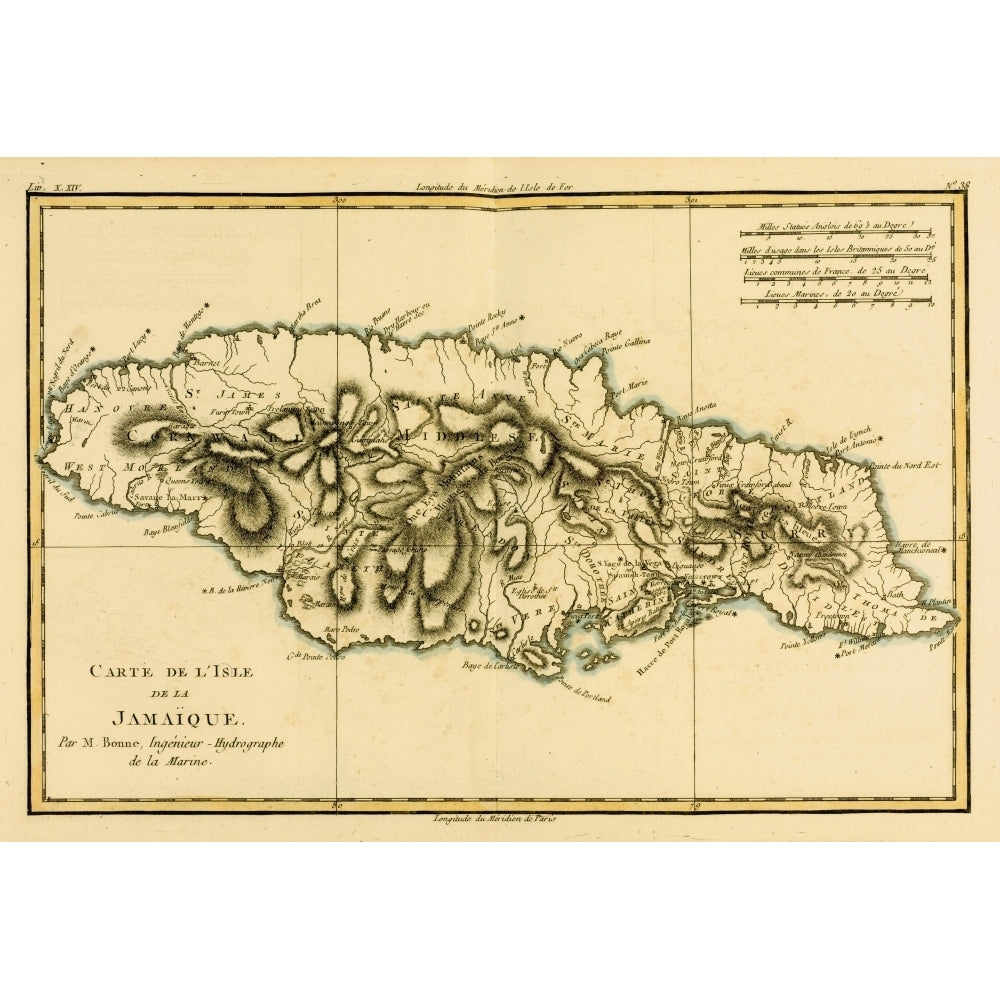 Map Of Jamaica Circa.1760. From _Atlas De Toutes Les Parties Connues Du Globe Terrestre By Cartographer Rigobert Bonne Image 2