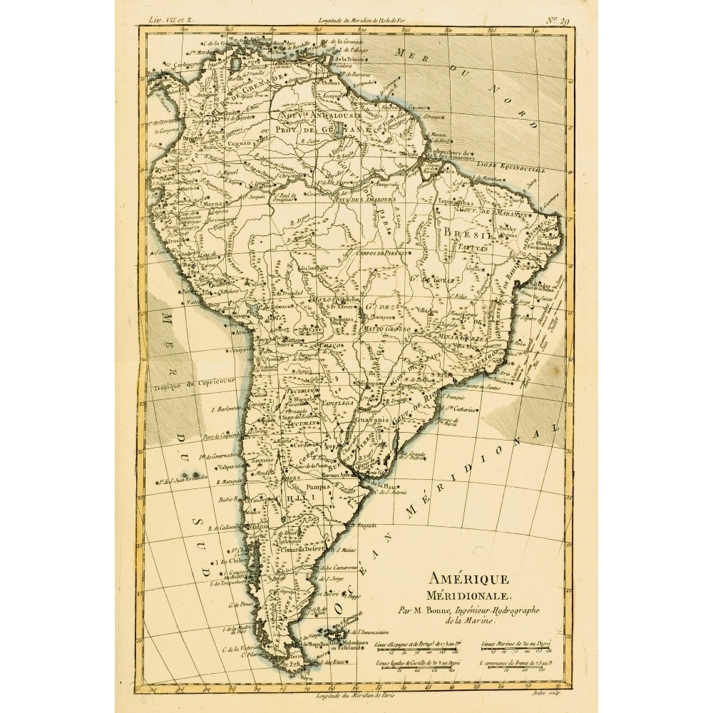 Map Of South America Circa.1760. From _Atlas De Toutes Les Parties Connues Du Globe Terrestre By Cartographer Rigober Image 1