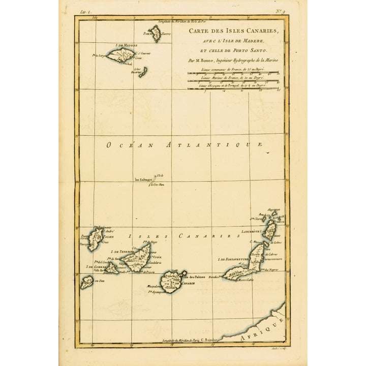 Map Of The Canary Isles Madeira And Porto Santo Circa.1760. From Atlas De Image 1