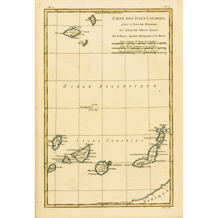 Map Of The Canary Isles Madeira And Porto Santo Circa.1760. From Atlas De Image 1