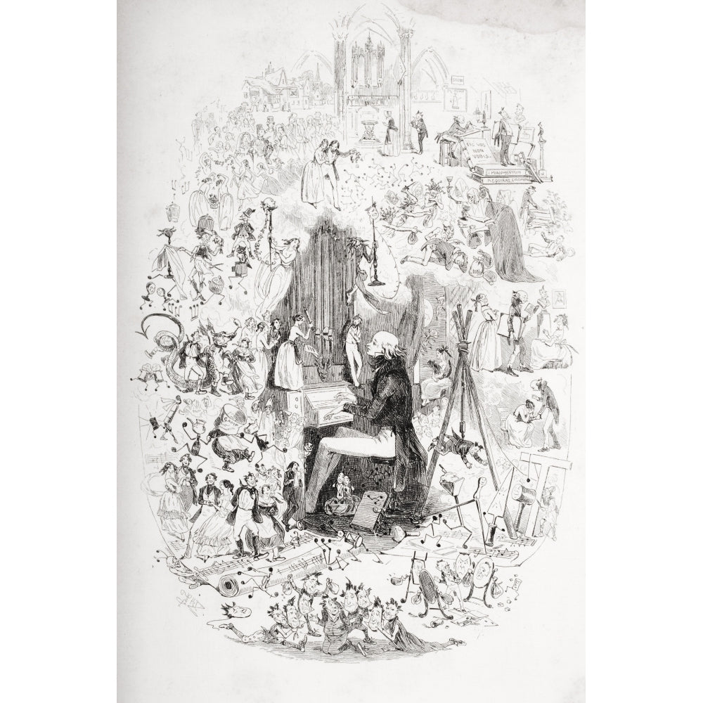 Tom Pinch At The Organ. Frontispiece Illustration From The Charles Dickens Novel Image 1