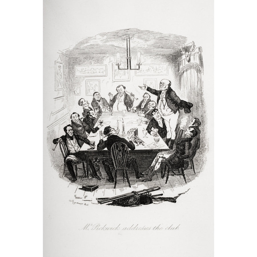 Mr.Pickwick Addresses The Club. Illustration From The Charles Dickens Novel The Image 1