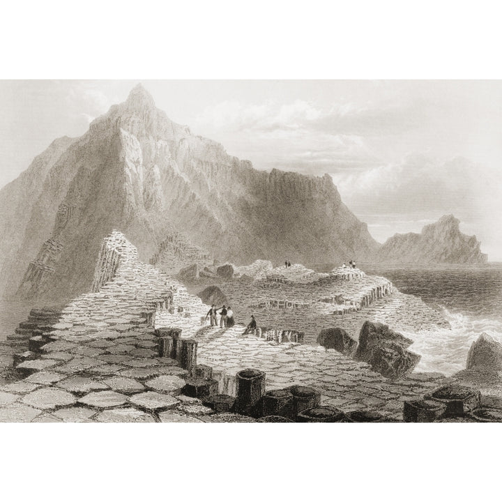 Scene On The Giants Causeway County Antrim IrelandDrawn By WHBartlett Engraved By R Wallis From The Scenery An 17 x 11 Image 1