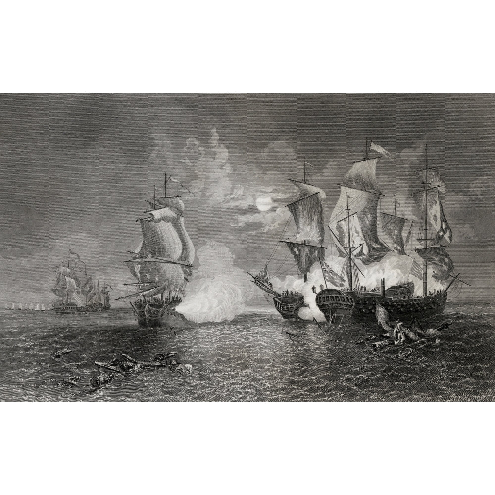 Action Between Bonhomme Richard And The Serapis 1779 From A 19Th Century Print. Poster Print Image 2