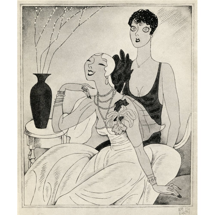 Lorelei And Dorothy Illustration By Ralph Barton 1891 To 1931 Frontspiece From The Book But Gentlemen Marry Brunettes By Image 1