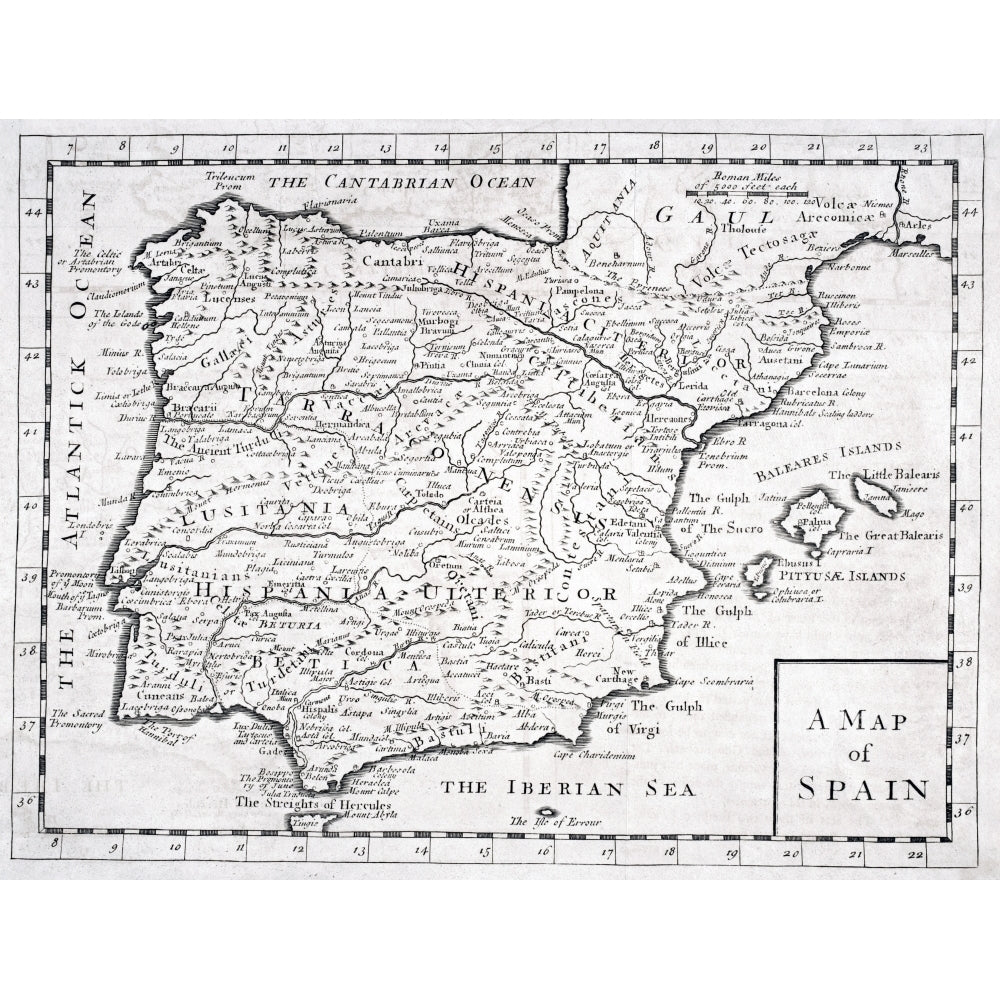 19Th Century Map Showing Provinces And Cities Of Roman Spain Poster Print Image 2