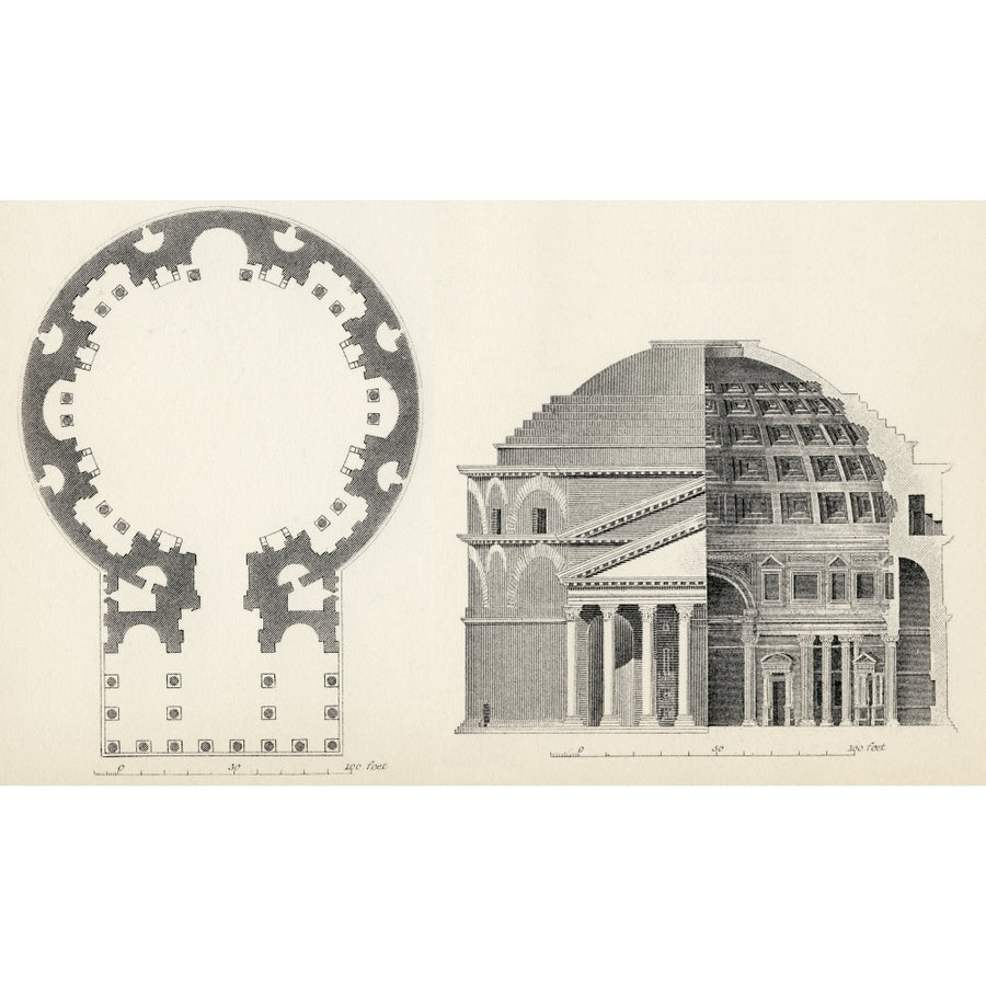 Plan And Elevation Of The Pantheon In Rome From The National Encyclopaedia Published By William Mackenzie London Late 19 Image 1