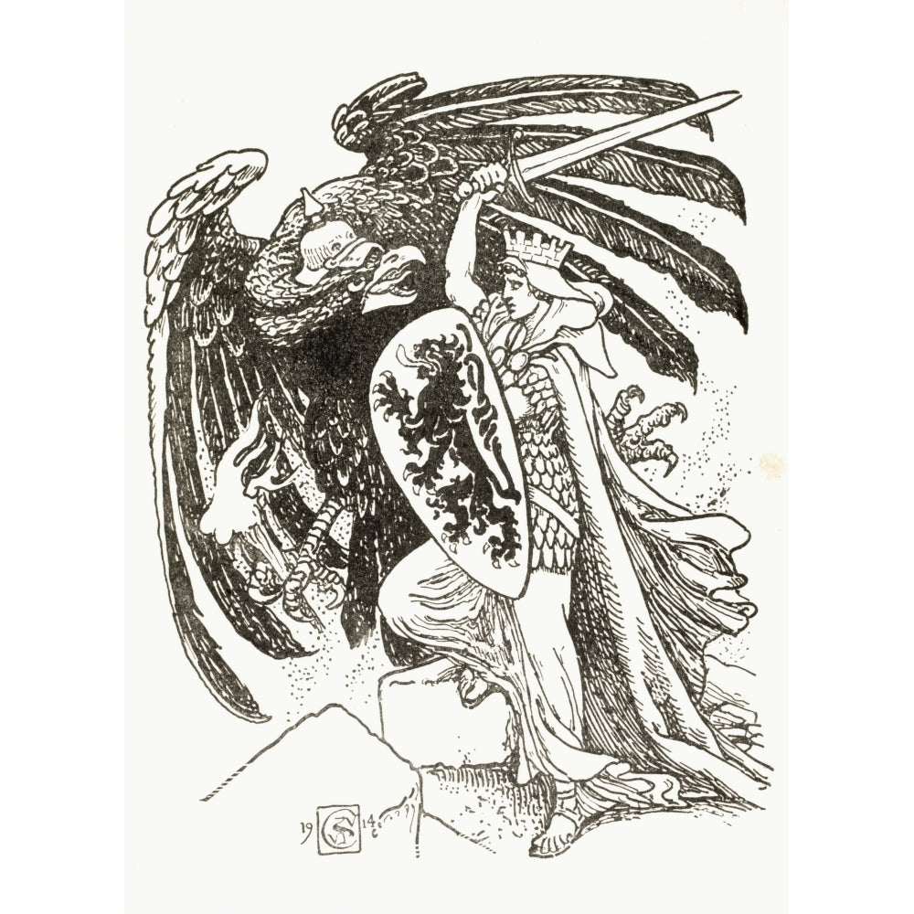 A Warrior With A Shield Emblazoned With A Lion From The Belgian Coat Of Arms Battles The German Eagle After And Illustr Image 2