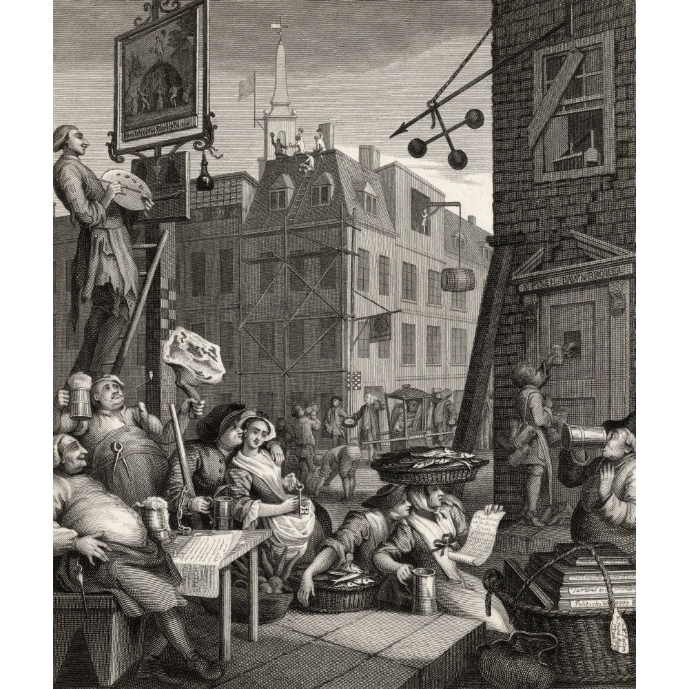 Beer Street And Gin Lane Beer Street From The Original Design By Hogarth From The Works Of Hogarth Published London 1833 Image 1