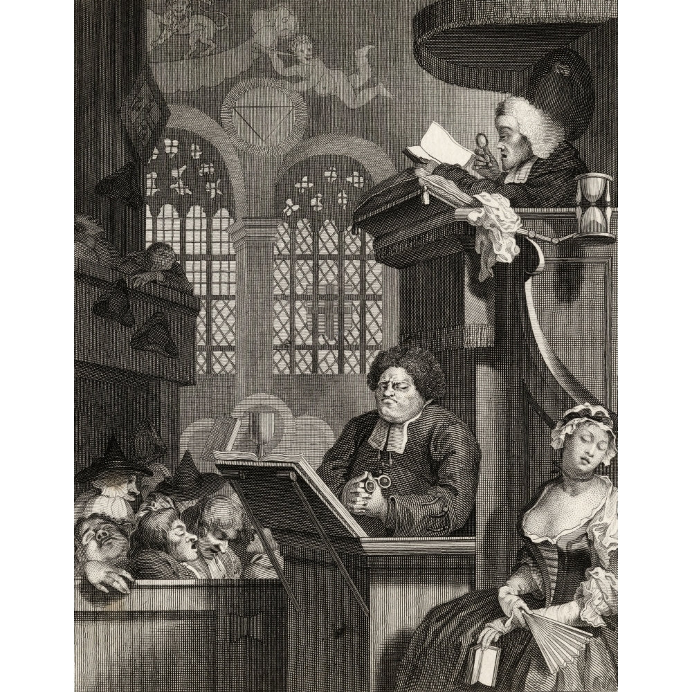 The Sleeping Congregation Engraved By C Armstrong After Hogarth From The Works Of Hogarth Published London 1833 24 x 32 Image 2