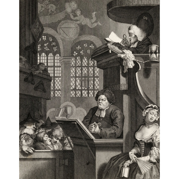 The Sleeping Congregation Engraved By C Armstrong After Hogarth From The Works Of Hogarth Published London 1833 24 x 32 Image 1