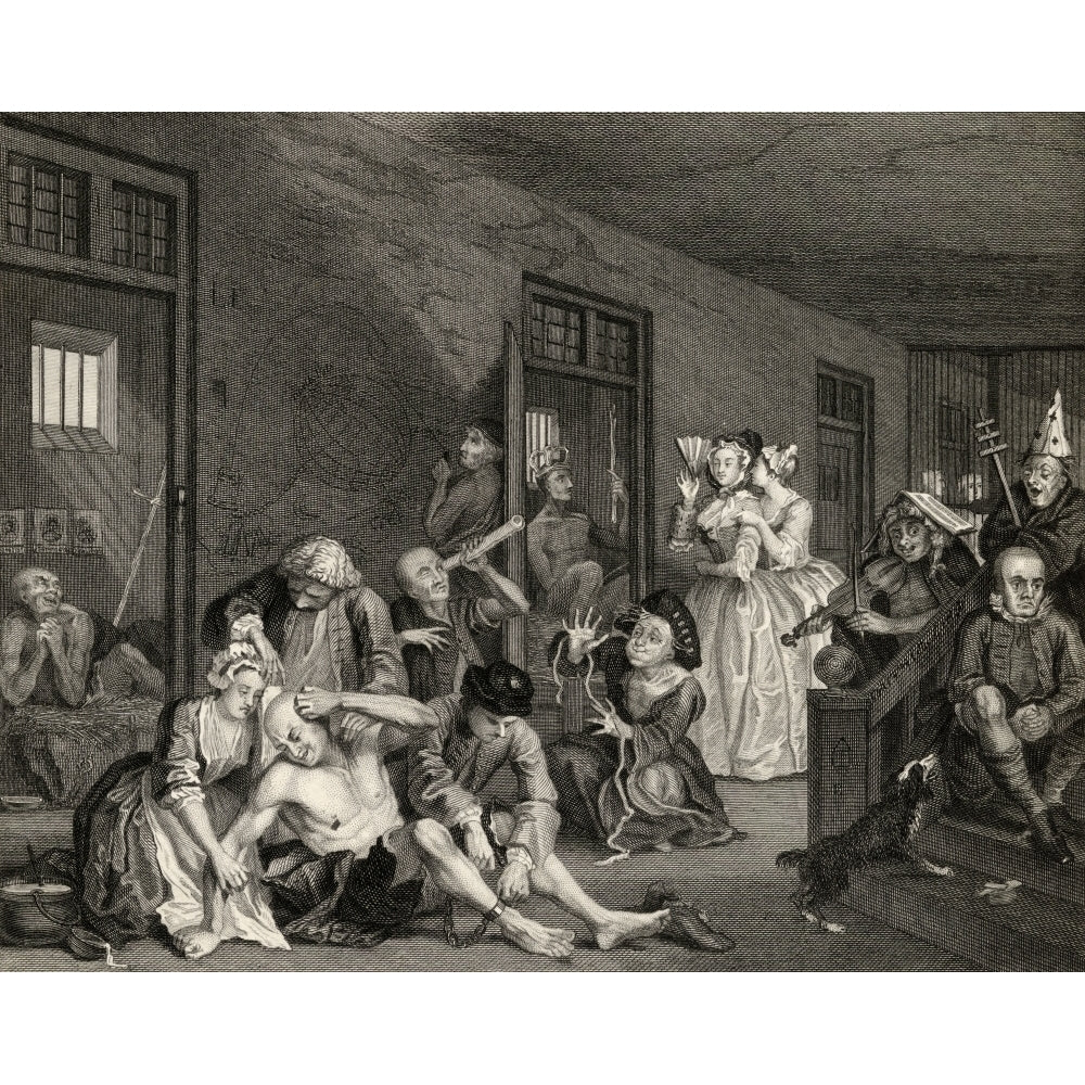 The Rakes Progress Scene In Bedlam From The Original Picture By Hogarth From The Works Of Hogarth Published London 1833 Image 2