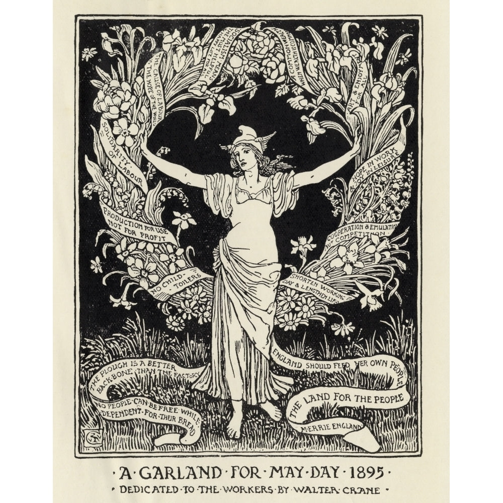 A Garland For May Day 1895 Dedicated To The Workers By Walter Crane 1845 1915 English Artist Poster Print Image 1