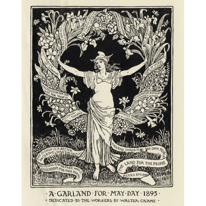 A Garland For May Day 1895 Dedicated To The Workers By Walter Crane 1845 1915 English Artist Poster Print Image 2