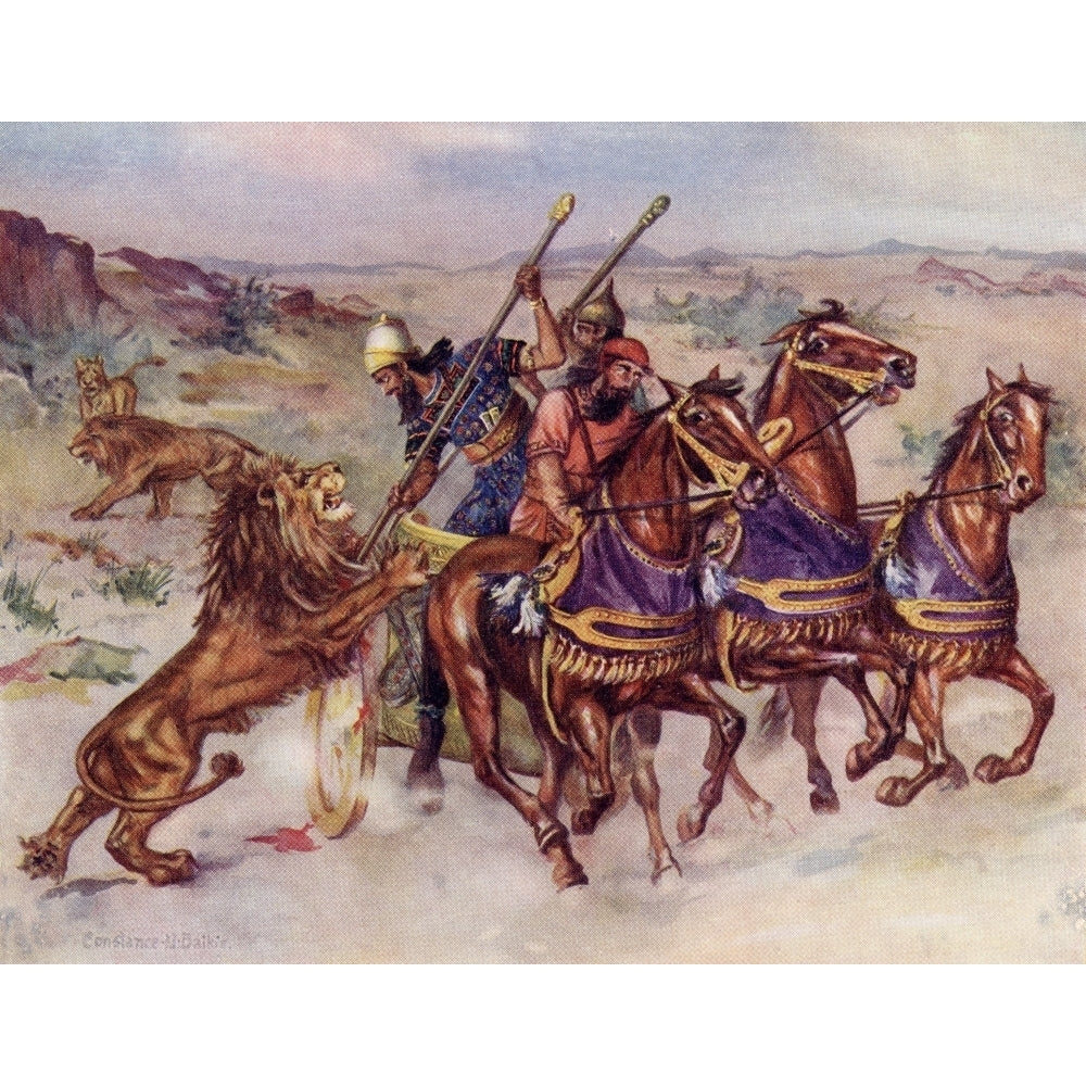 The Lion Hunt Of An Assyrian King Illustration By Constance N Baikie From The Book The Ancient East And Its Story By Jam Image 1