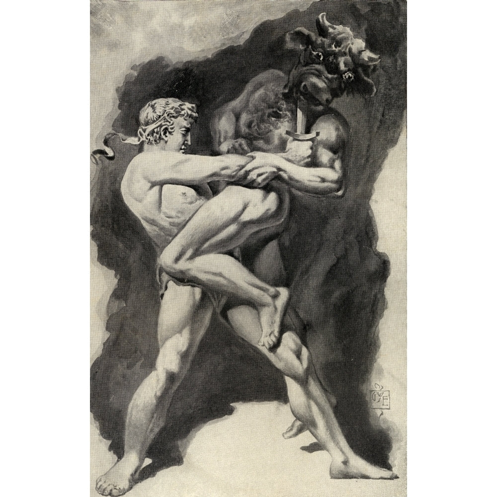 The Awful Fight Between Theseus And The Minotaur Illustration By George Wharton Edwards From The Book Myths From Many Image 2