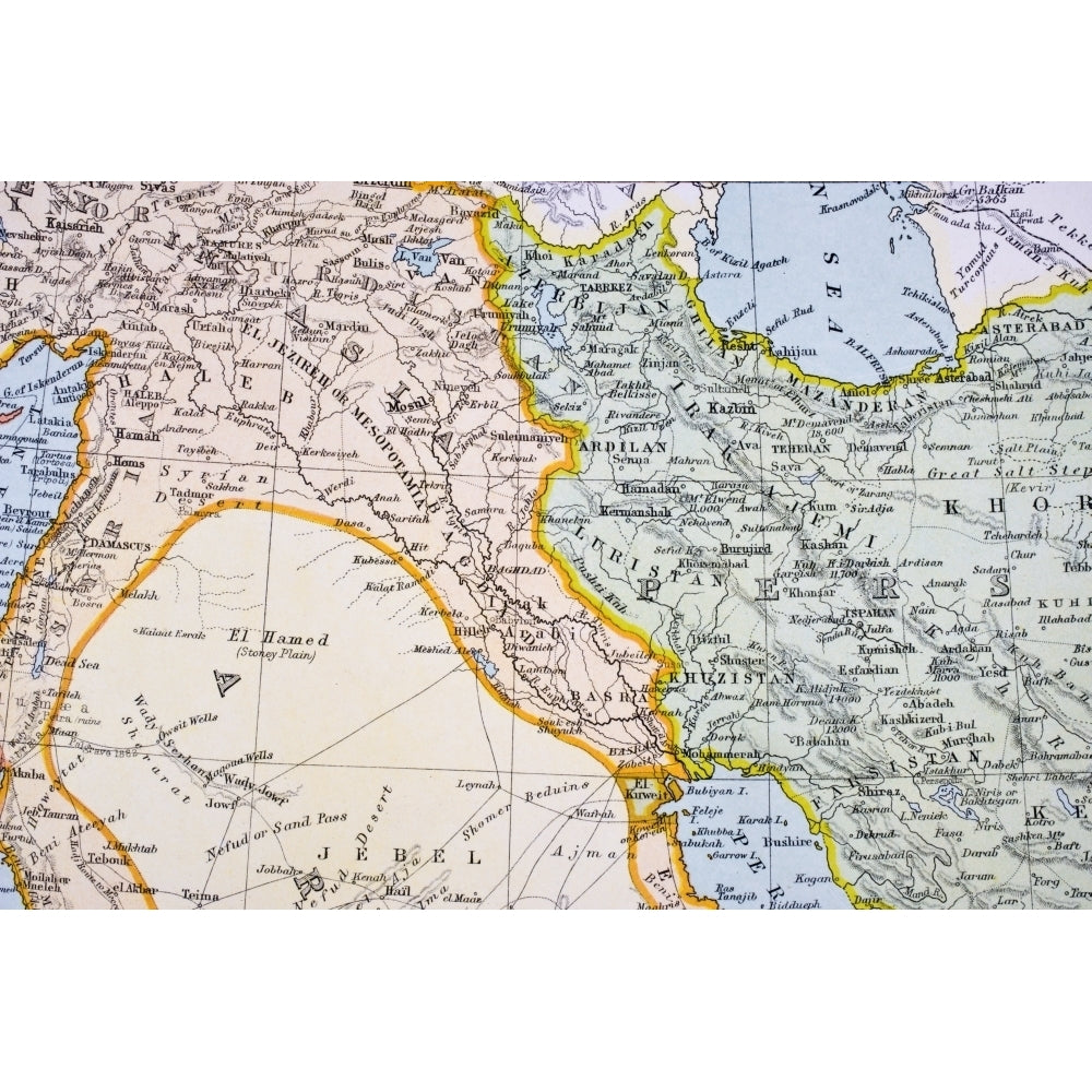 Partial Map Of Turkey Kurdistan Iraq Persia Middle East In 1890S From The Citizens Atlas Of The World Published London Image 1