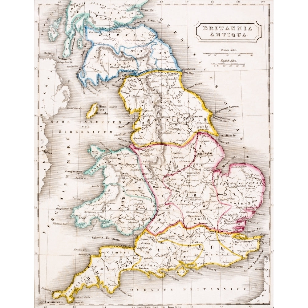 Map Of England Britannia Antiqua From The Atlas Of Ancient Geography By Samuel Butler Published London Circa 1829 by Ken Image 1