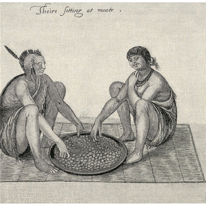 Their Sitting At Meat Engraving From The Original Drawing Made In Raleighs Colony In 1585 By John White 1540-1606 Virgi Image 1