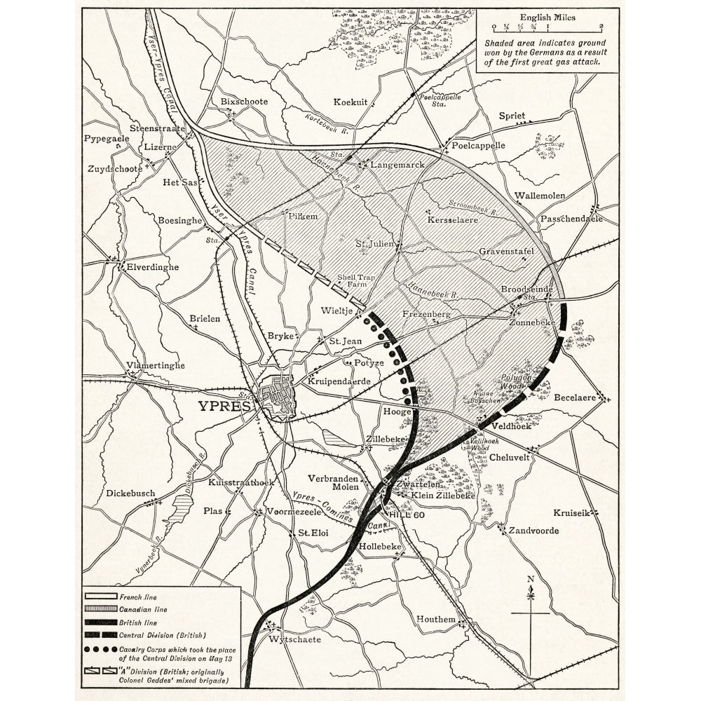 Map Showing The Ypres Salient Before And After The Second Battle Of Ypres April And May 13 1915 From The Great World Wa Image 2