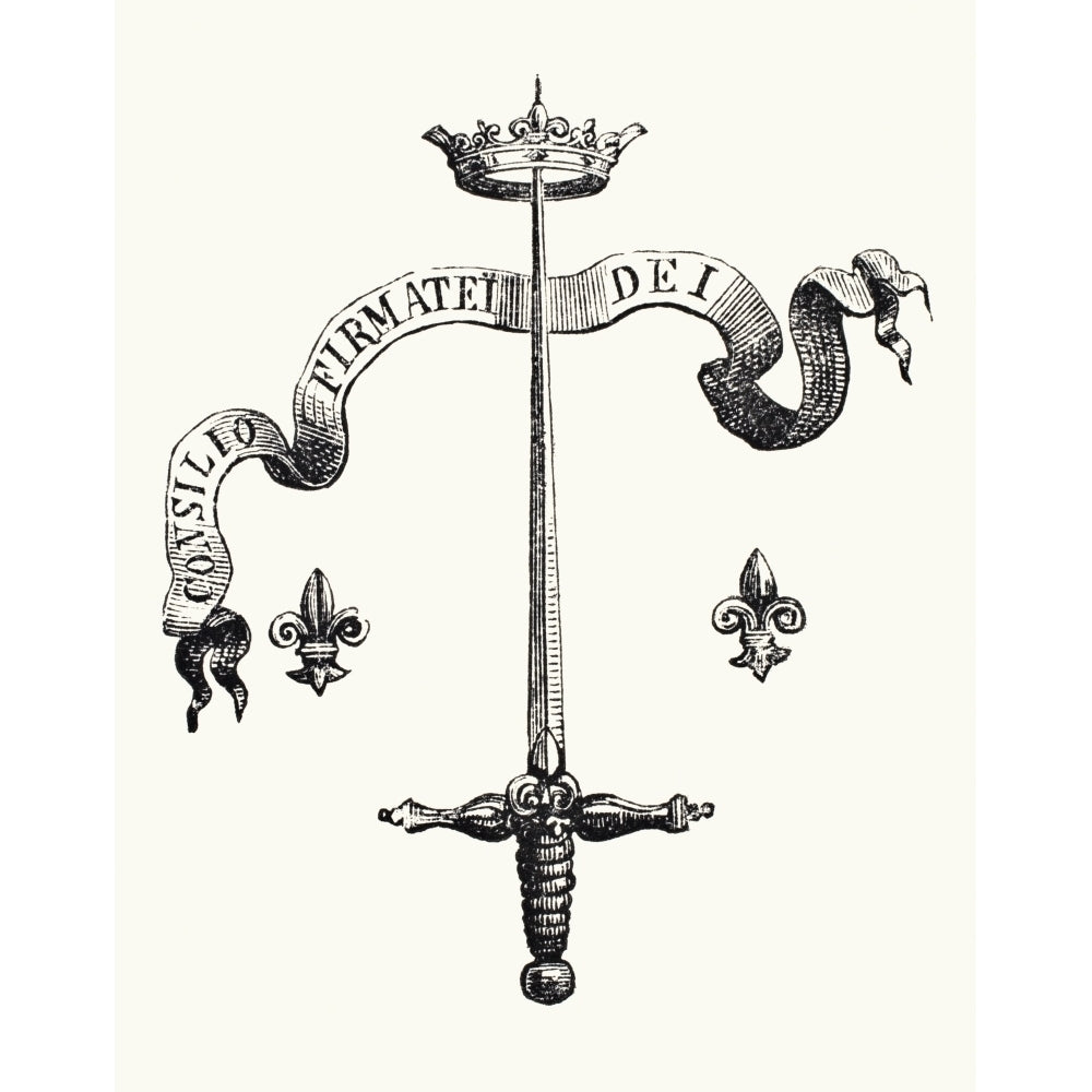 Coat Of Arms Of The Family Of Joan Of Arc Alias Du Lye. The Blade Of A Silver Image 2