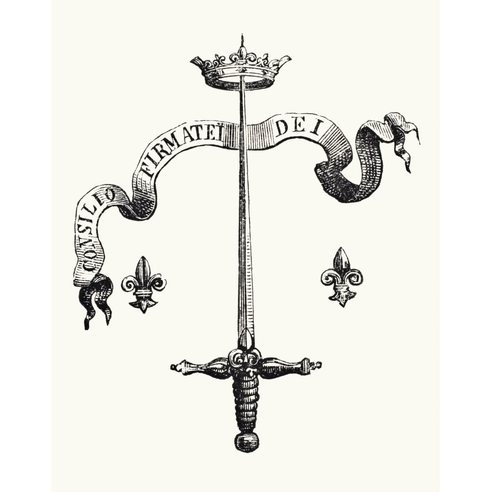 Coat Of Arms Of The Family Of Joan Of Arc Alias Du Lye. The Blade Of A Silver Image 1