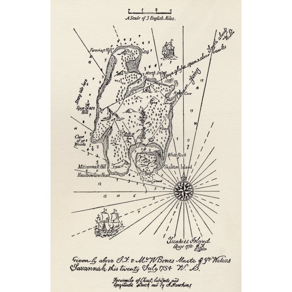 Map Of Treasure Island. From The Book Treasure Island By R.L. Stevenson. Thomas Nelson and Sons Edition C.1930. Image 2