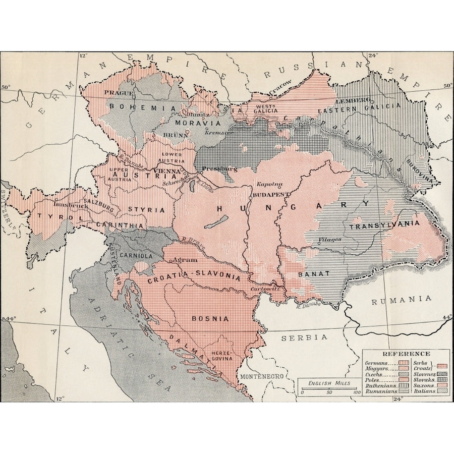 Map Of Austria-Hungary In 1878. From The Book Europe In The Nineteenth Century An Outline History Published 1916 by Ken Image 1