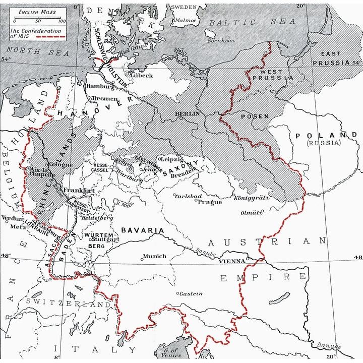 Map Of Germany In 1815. From The Book Europe In The Nineteenth Century An Outline History Published 1916 Image 1