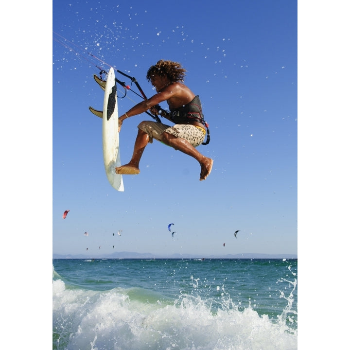 Young Man Kite Surfing; Costa De La Luz Andalusia Spain Poster Print Image 1