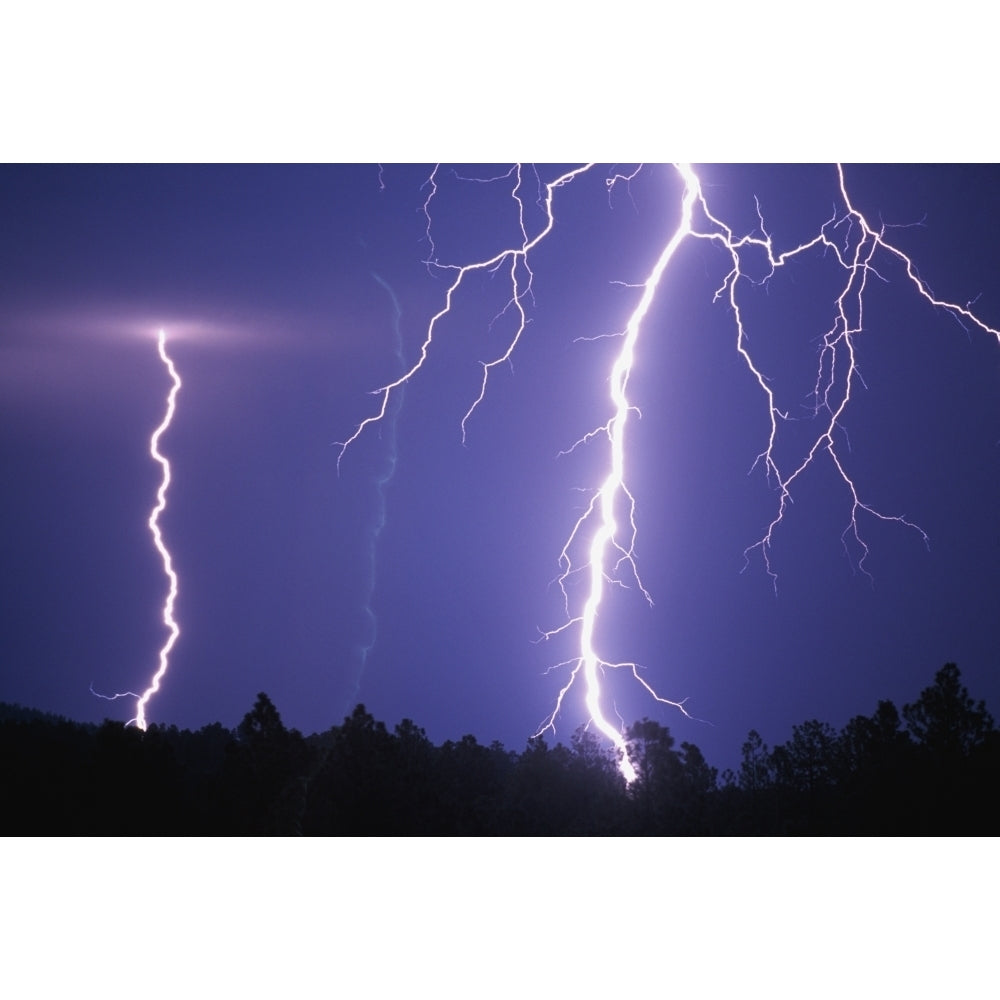 Lightning Bolts In Night Sky Poster Print Image 1