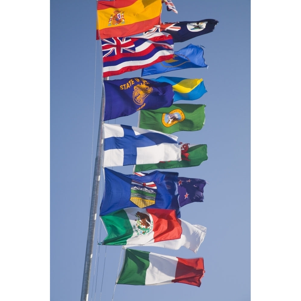 International Flags On A Flagpole Poster Print Image 1