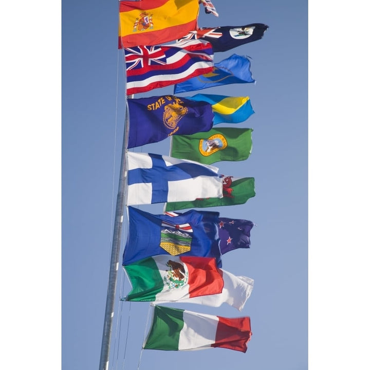 International Flags On A Flagpole Poster Print Image 1