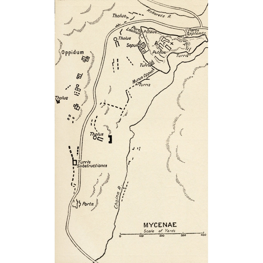 Map Of Mycenae Greece. From The Book Atlas Of Ancient And Classical Geography Published 1928. by Ken Welsh / Design Pics Image 1