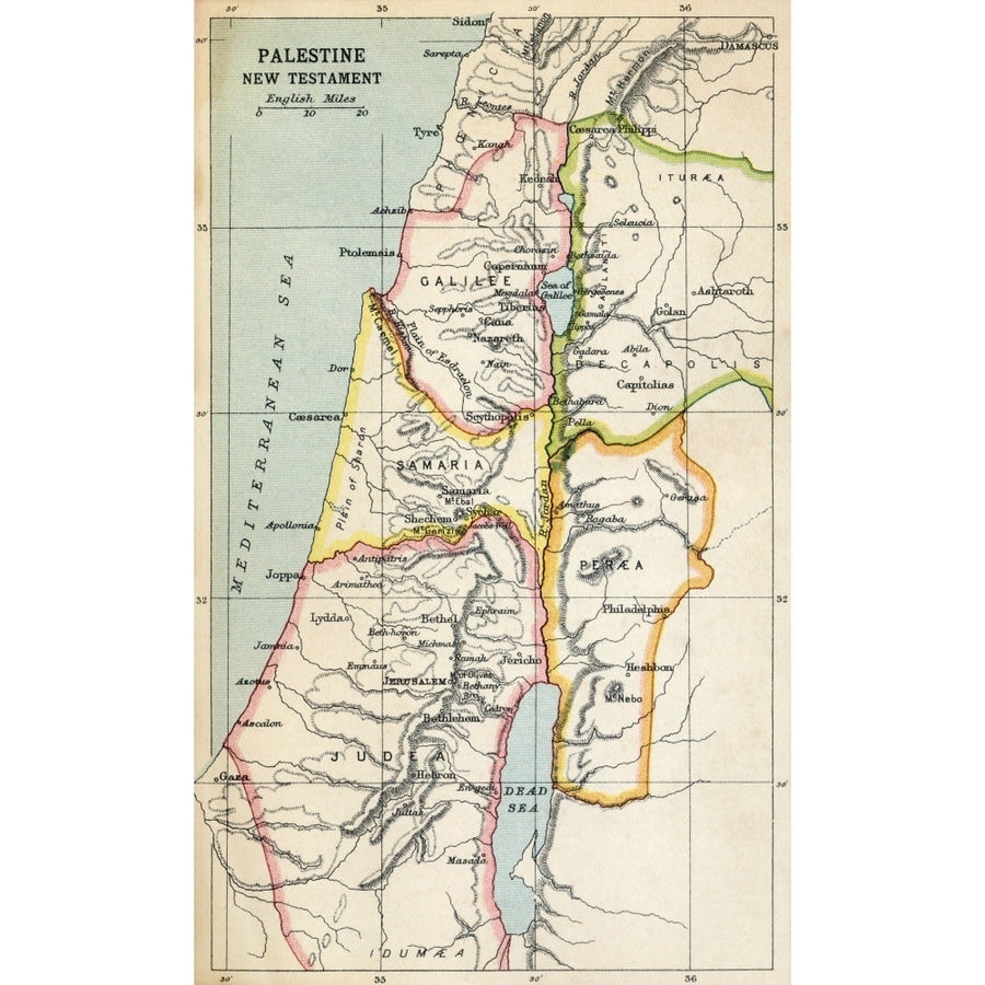 Map Of Palestine As Described In The Testament. From The Book Atlas Of Ancient And Classical Geography Published 1928. Image 1