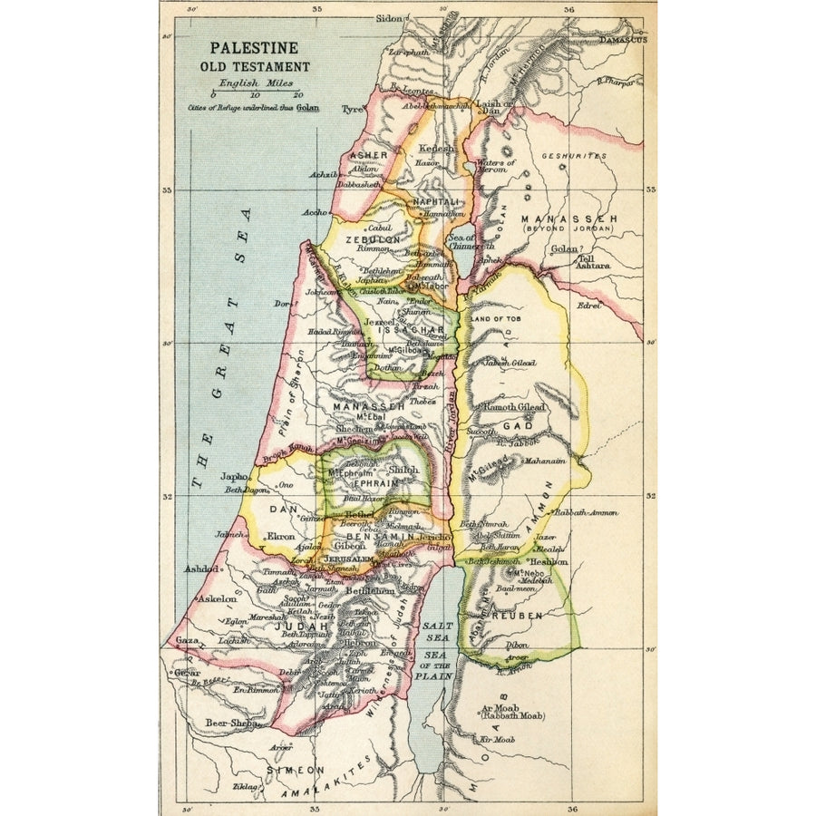 Map Of Palestine As Described In The Old Testament. From The Book Atlas Of Ancient And Classical Geography Published Image 1