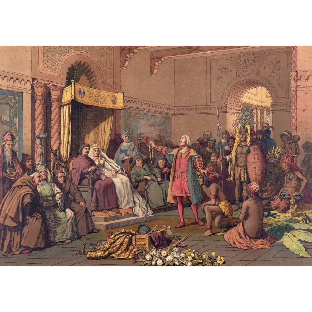 Christopher Columbus In The Barcelona Court Of King Ferdinand And Queen Isabella Of Spain In 1493 After Returning From H Image 1