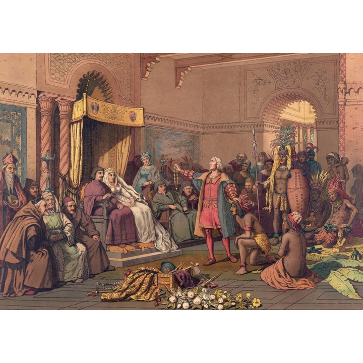 Christopher Columbus In The Barcelona Court Of King Ferdinand And Queen Isabella Of Spain In 1493 After Returning From H Image 1