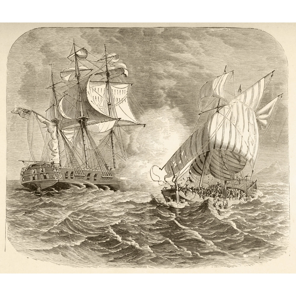 An American Navy Ship Captures An Algerian Pirate Ship Off The Barbary Coast During The First Barbary War 1801 To 1805 1 Image 1