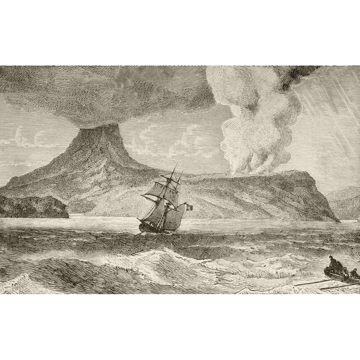 Krakatoa Island Erupting In August 1883. From The Book Chips From The Earths Crust Published 1894. Print Image 1