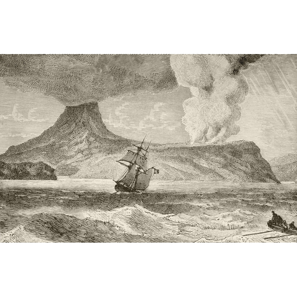 Krakatoa Island Erupting In August 1883. From The Book Chips From The Earths Crust Published 1894. Print Image 2