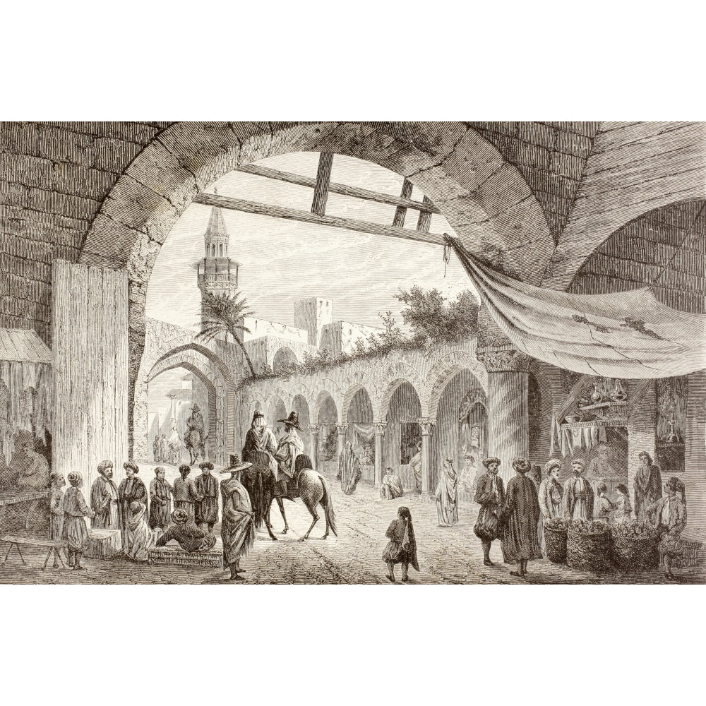 View Of A Bazaar In Tunis Tunisia In The 19Th Century. From A 19Th Century Illustration. Poster Print Image 2