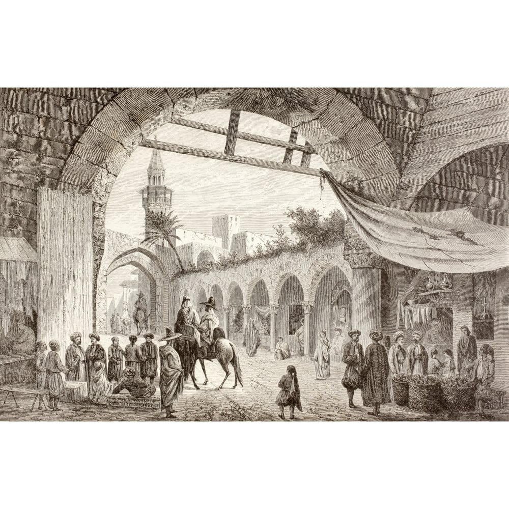 View Of A Bazaar In Tunis Tunisia In The 19Th Century. From A 19Th Century Illustration. Poster Print Image 1