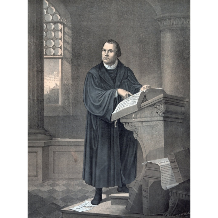 Martin Luther 1483 To 1546. German Theologian. After A 19Th Century Lithograph. Poster Print Image 1