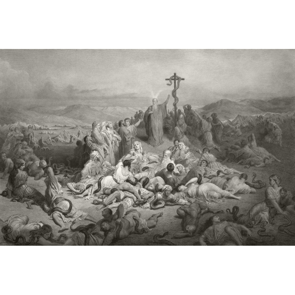 Moses And The Brazen Serpent After A 19Th Century From A Painting By Gustav Dore Engraved By Alphonse Francois Image 1